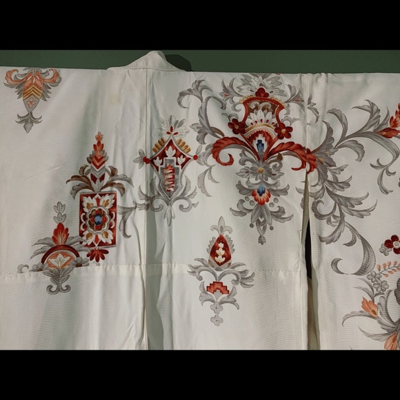 Authentic Japanese Kimono | Antique | Tsukesage | Chintz Abstract Flower Pattern - Picture 4 of 9